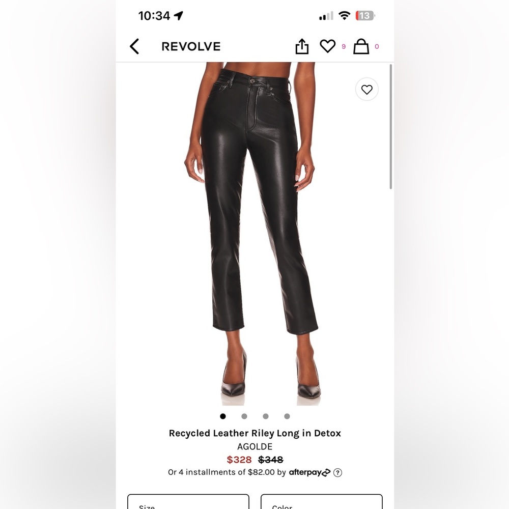 AGOLDE Recycled Leather Riley Long High Rise Straight pants